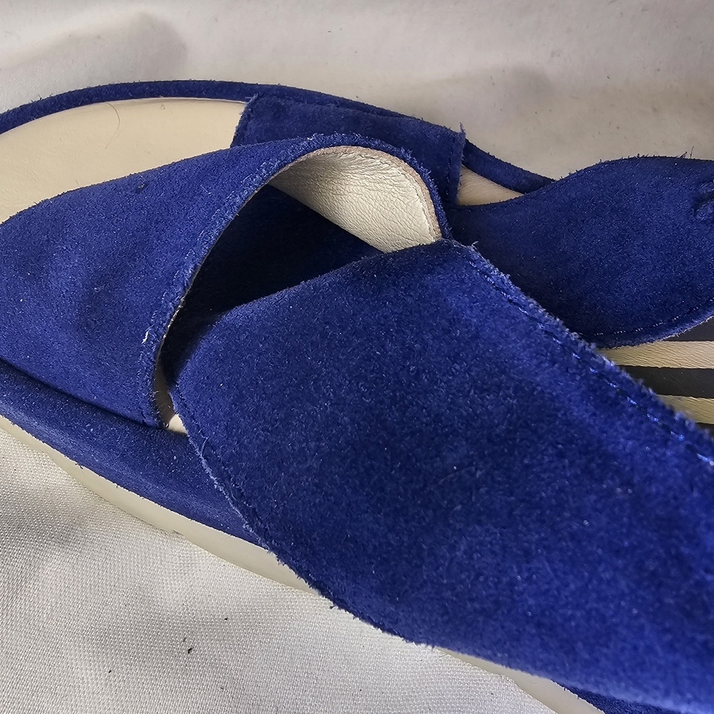 Fly London Begs Wedge Sandals - Women's Size 40 - Blue Suede Chunky Platform - Picture 13 of 14